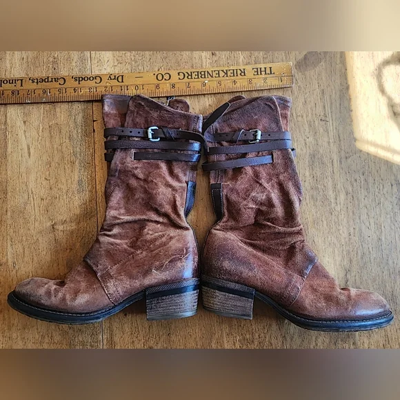 A.S.98 Carter 40 Suede Leather Boots EUC $398 Chestnut Brown 8.5 9 W Boho Moto - Picture 16 of 17